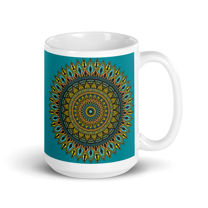 Eastern Blue Mandala Mug with intricate Southwest-inspired design