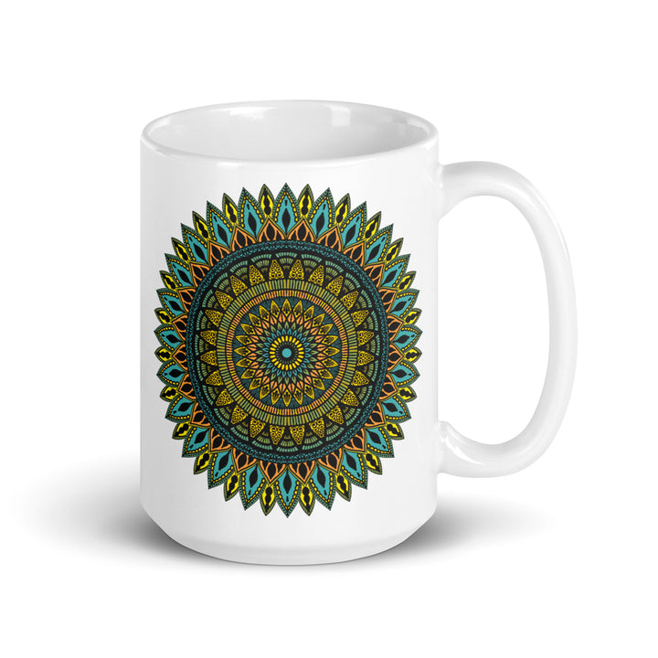 Mandala Magic on White, Mandala Design Mug