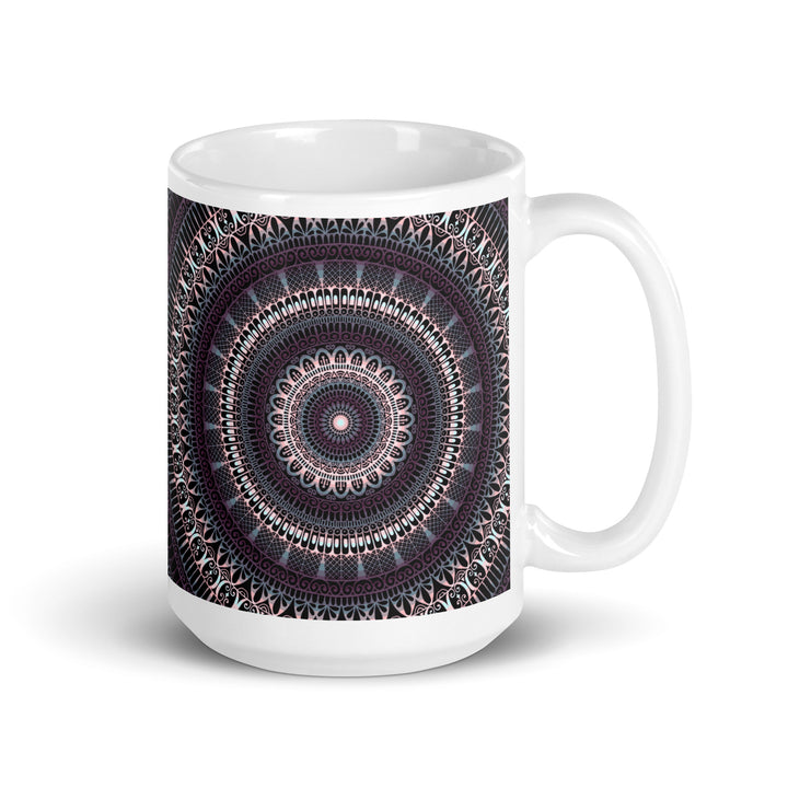 Elegant Amethyst: Dark Purple and Grey Mandala Mug