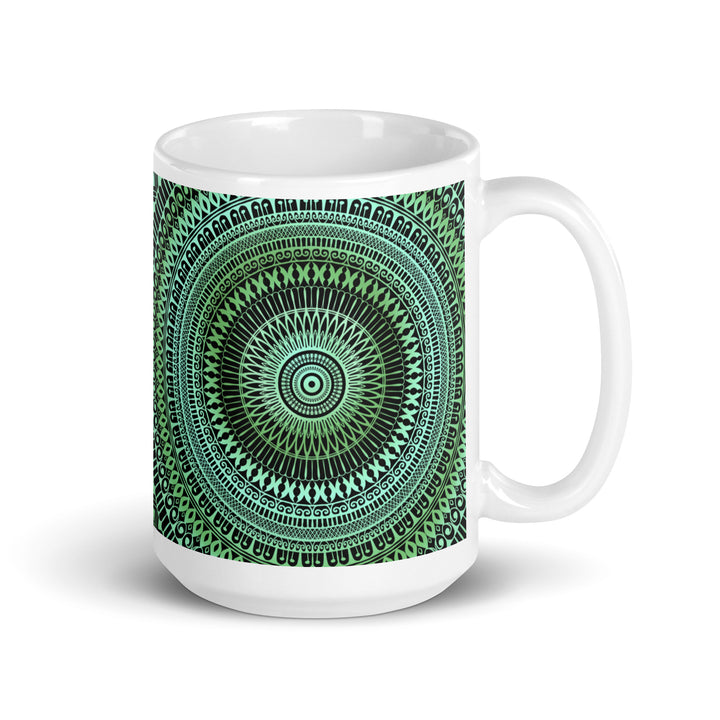 Whispers of Nature: Green & Blue Mandala Mug