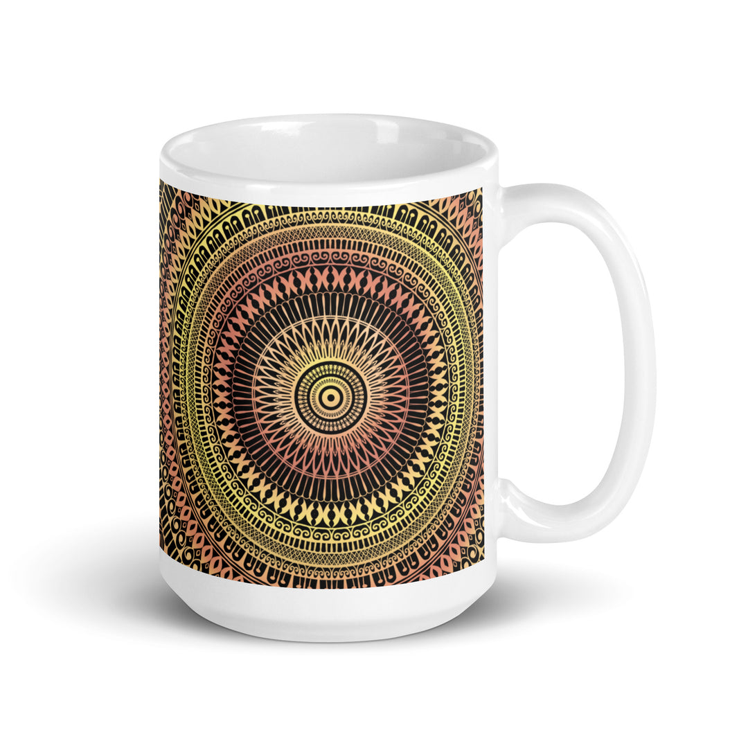 Elegant Glow: Mandala-Adorned Yellow Ceramic Mug