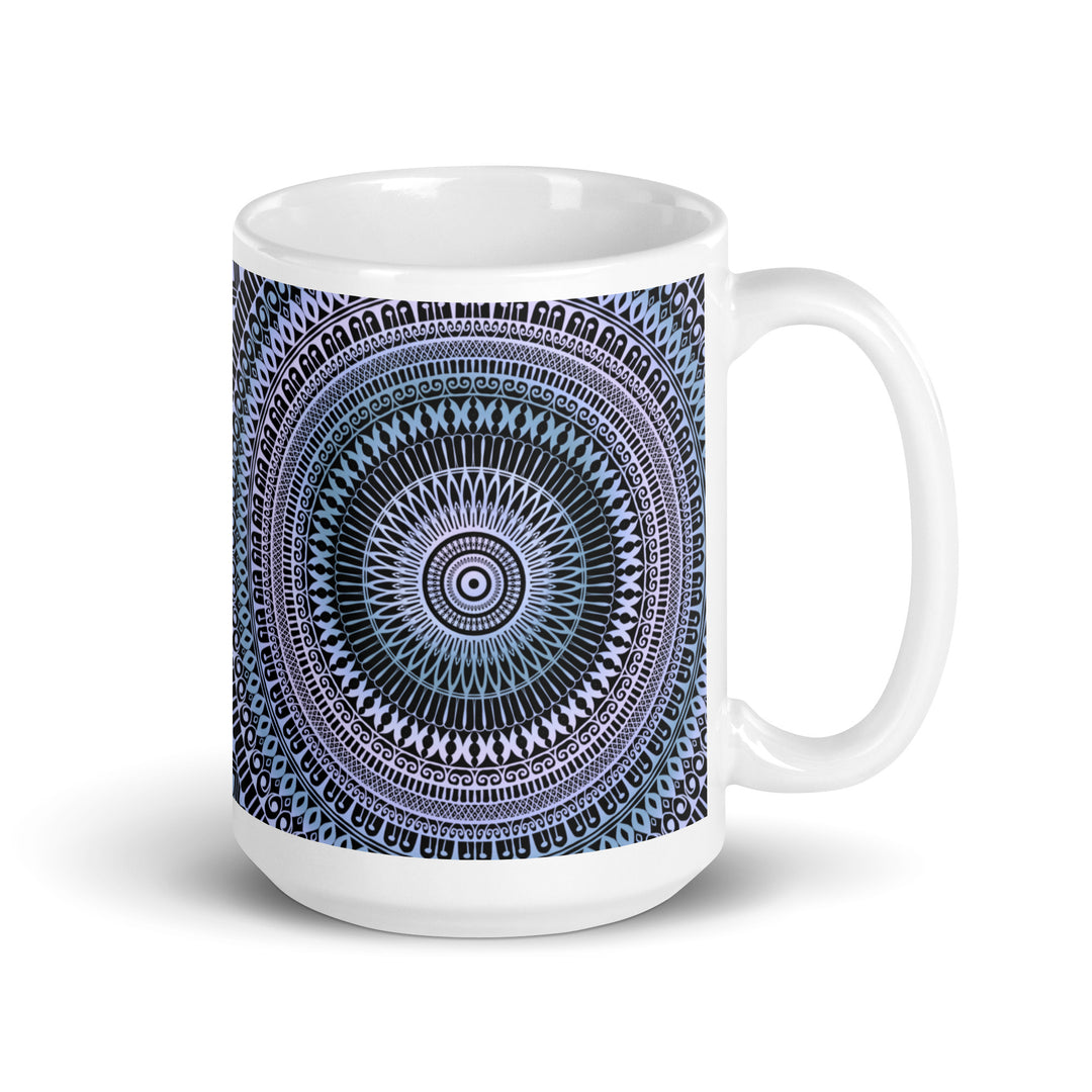 Icy Whispers: Mandala Mug in Subtle Pink and Blue