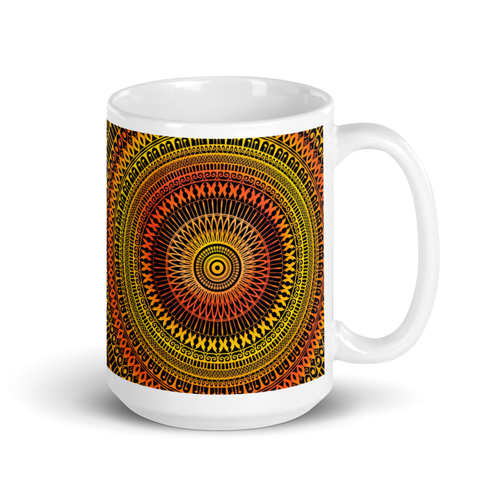 Sunshine Fusion: Bright Yellow and Orange Mandala Mug