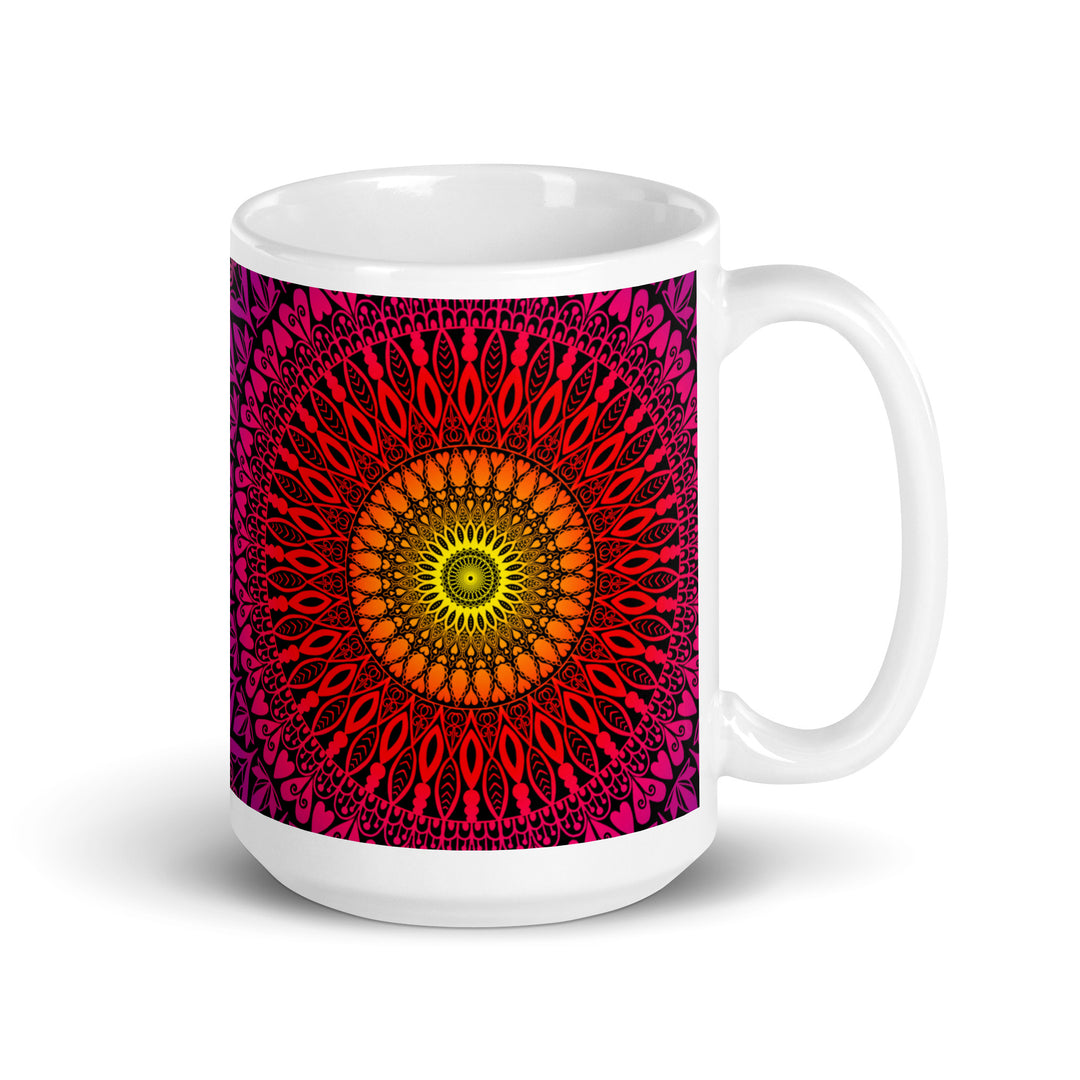 Golden Horizon: Mandala Mug in Sunset-Inspired Warm Colors